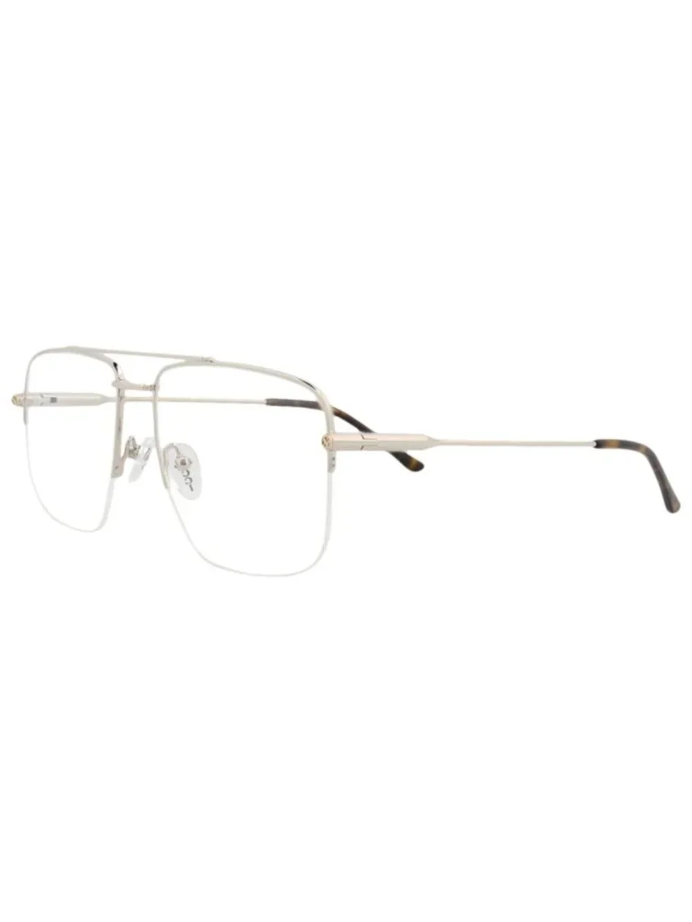 New Gucci Women's Eyeglasses Aviator Metal Frame Silver Silver Transparent